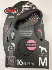 Flexi Classic Retractable Tape Dog Leash. NEW  Medium 16-Foot Black 55-lb. Dogs
