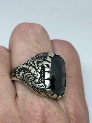 Men's Scorpion Ring - Solid 925 Sterling Silver With Black Onyx Stone, Adjustable (13.5)
