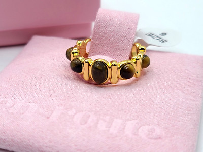 en route Tiger's Eye 18k Gold Plated Band Ring sz 6