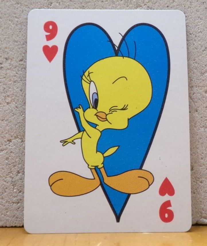 LOONEY TUNES COLORFUL PLAYING TRADING CARD 9 OF HEARTS TWEETY BIRD