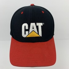 VINTAGE CAT Caterpillar Hat Cap HOLT WACO TEXAS Snapback Black Red Two Tone RARE