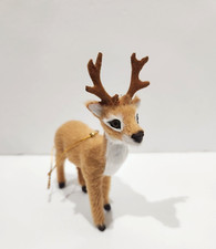 Christmas Standing Buck Deer Woodland Tree Ornament Faux Fur 4.75"