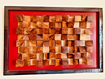 3D BLOCK HANDCRAFTED WALL ART RECLAIMED TEAKWOOD CONTEMPORARY HOME DECOR