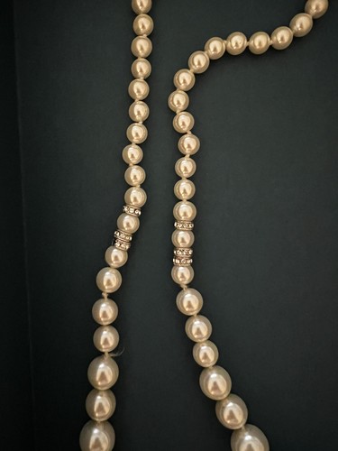 Givenchy Long Pearl and Rhinestone Necklace - Picture 3 of 7