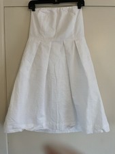 J. Crew 12 NWOT White Seersucker Cotton Strapless Lined Textured Lorelei Dress