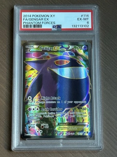2014 POKEMON XY PHANTOM FORCES #114 FULL ART/GENGAR EX PSA 6