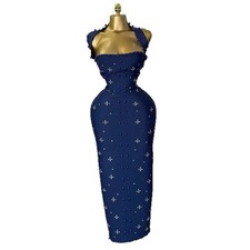 Vintage Cross-border Dress For Women Color: Blue Size Large