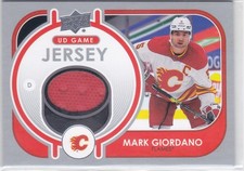 21/22 UD..MARK GIORDANO..GAME JERSEY..CARD # GJ-MG..FLAMES..FREE COMBINED SHIP
