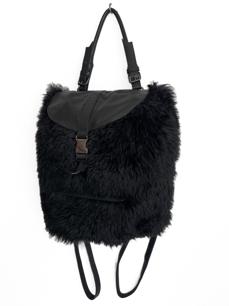バッグ fffy Rare Adidas x Y-3 Yohji Yamamoto Black Faux Fur Backpack