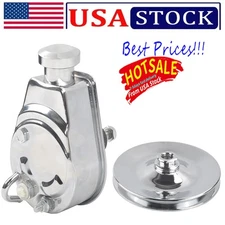 Chrome Saginaw Style Power Steering Pump+Single Groove Pulley For SBC BBC Chevy
