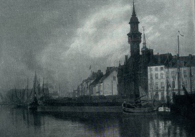 Studie Ostender Hafen 1915 von Friedrich W. Cruttenden 1871-1953