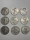 US Walking Liberty Half Dollar Silver Coin Lot x9 90% Silver