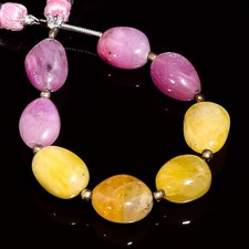 Multi Sapphire Gemstone Oval Shape Smooth Beads 11X9 12X8 mm Strand 4" E-630