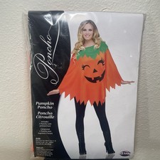Fun World Pumpkin Poncho Costume Adult One Size Halloween New In Package