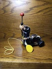 Vtg Fisher Price 1960s Suzie Seal Wooden Pull Toy FPT19469 Balances Red Bead