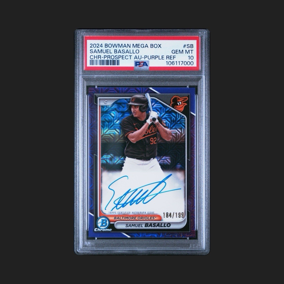2024 Bowman Chrome Prospect Mega Box Auto Samuel Basallo #BMA-SB Purple /199