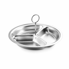 Stainless Steel Steaming Dish Portion Control Divided Steaming Tray Compact