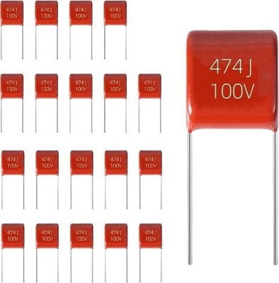 20 Pack 100V 474J Metallized Polyester Film Capacitor P5 C Model: 100V 474 MEF