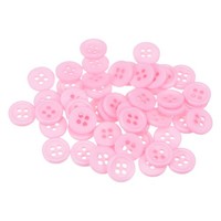 "100Stk 18L NäHknöPfe 15/32\" Harz Rund Flach 4-Loch HandwerksknöPfe, Pink"