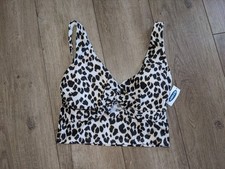 NWT OLD NAVY Twist-Front Keyhole Swim Top Bra Leopard Large L