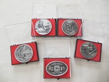 Five Vintage John Deere Silver-tone Christmas Ornaments - 1993-95-96-97-98