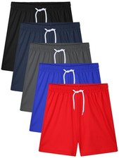 5 Pack Boys Athletic Shorts Quick Dry Basketball Shorts 4-Way Stretch Soccer ...