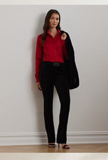 Lauren Ralph Lauren Black Label High Rise Stretch Velvet  Trouser SIZE 4 Black