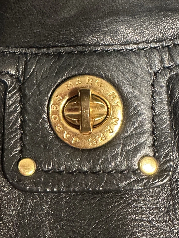 Marc by Marc Jacobs Black Leather Hobo Shoulder Hand bag Turn Lock Purse Y2K VTG - Image 2 of 4