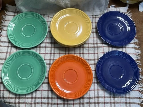 Genuine Fiesta Ware 6”x 3/4” Saucer Yellow Red Cobalt Blue Medium Green Lot 9