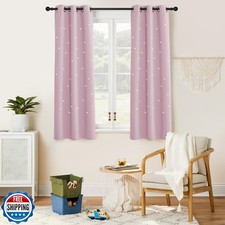 NICETOWN Baby Pink Curtains for Girls Bedroom Kids Room Curtain, Star Cutout