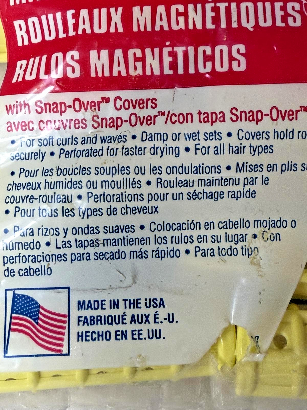 Vintage Goody Snap Over Magnetic Rollers MEDIUM Hair Curlers 12pc 82368 YELLOW