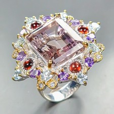 Handmade ring 28 ct Natural Ametrine Ring 925 Sterling Silver Size 7.5 /R450934
