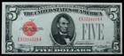 1928 $5 Fed. Reserve Consecutive Pair Crisp UNC