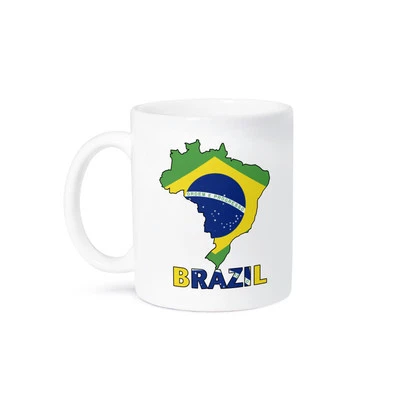 3dRose, Brazilian flag in the map and letters of Brazil, Mug