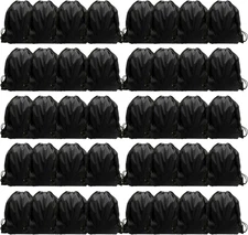 Drawstring Backpack Bulk, 40 Pcs Cinch Bags for Women & Men, Black