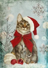Decoupage Queen - Teresa Rene Art - Christmas Cat Rice Paper A4