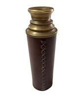 Vintage Style Brass Spyglass Telescope Leather Wrapped Nautical Maritime Decor