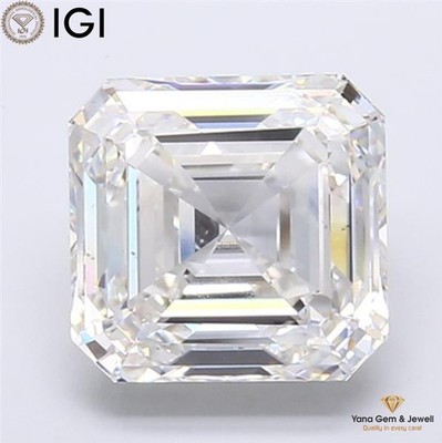 F Color VS2 Clarity 2.00 Carat CVD Lab Grown Asscher Shape Diamond IGI Certified