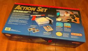 Sello ovalado NES Action Set de 1990, completo en caja sistema nintendo f&aacute;brica COMO NUEVO