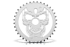 Lowrider Bicycle Laser Cut Mirror Chrome Skelton Head Style 36T Custom Sprocket.