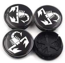 4 pcs Abarth Fiat Alloy Wheel Cap Hub Centre Caps Brand New Black Silver 50mm