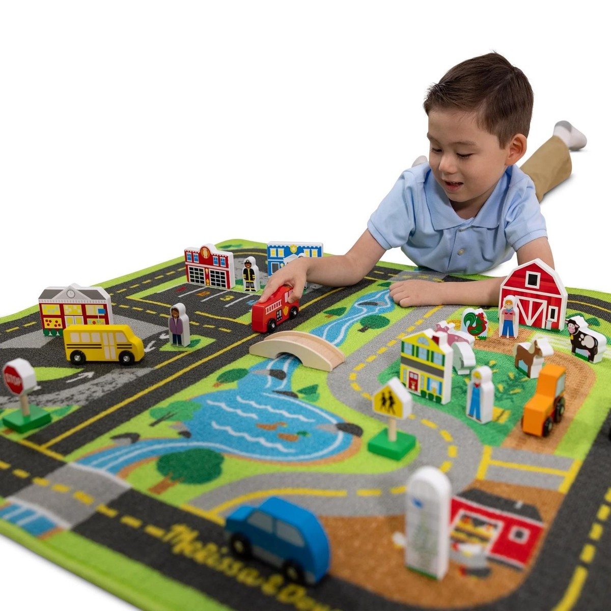 Melissa & Doug 50348 Create a Town Activity Rug Play Set with 25