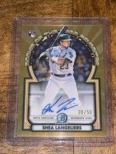 2023 Bowman Chrome Shea Langeliers Rookie Of The Year Fav GOLD On-Card Auto /50. rookie card picture