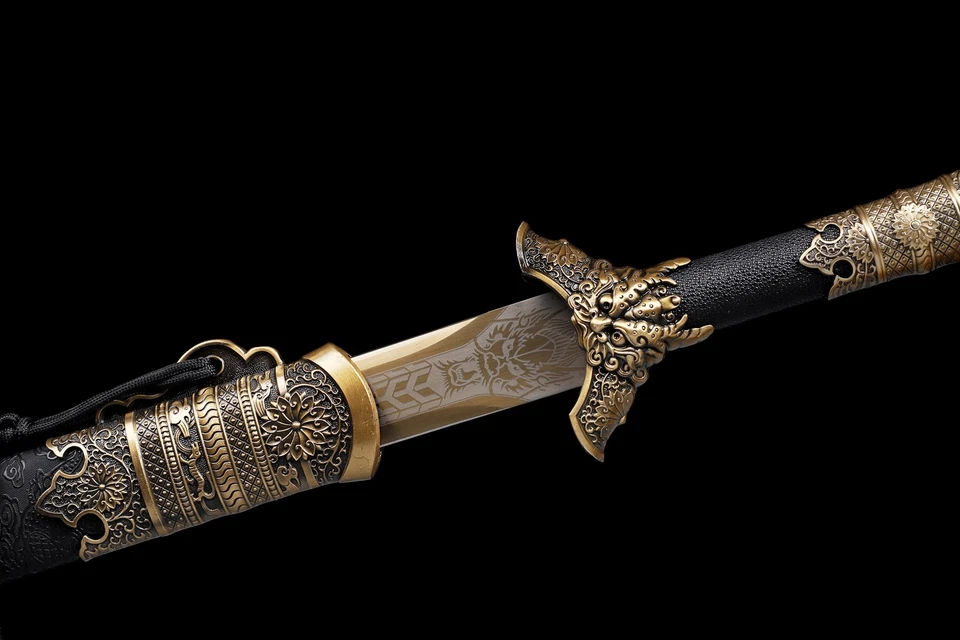 Functional Sharp Dragon Chinese KungFu Sword Tang Dao Broadsword Manganese Steel - Image 3 of 4