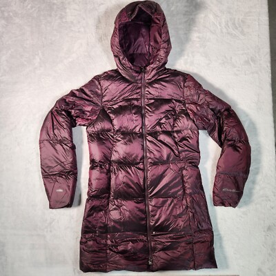 Eddie Bauer Jacket Womens Small Purple Down Puffer EB550 Luna Peak Parka Snow