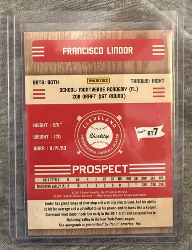 2011 Playoff Contenders - Rookie Tickets Signatures Francisco Lindor (AU, RC) - Picture 2 of 2