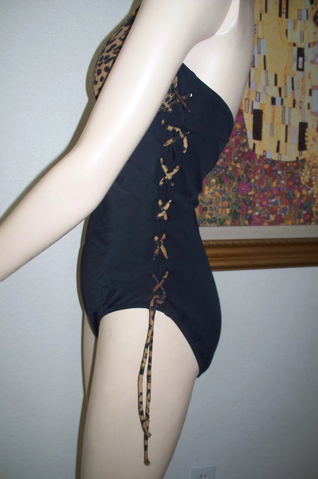 Sexy traje de baño lateral de una pieza con estampado de guepardo en bloques de colores para mujer " Spiegel" 14 Foto 4 de 4