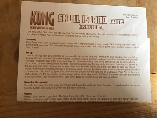 King Kong The 8th Wonder Of The World Skull Island 3D Board Game 2005 Complete - Picture 11 of 24