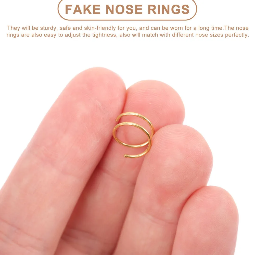 JFORYOU Fake Nose Ring Hoop Fake Septum Fake Nose Ring Stud Nose Cuffs  Stainless Steel Nose Ear Lip Non Pierced Jewelry for Women Men, Style B -  Yahoo Shopping