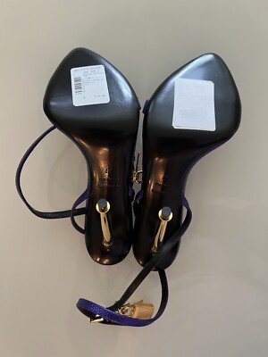 Tom Ford 4.3” heel Purple Padlock Leather Sandals Sz 7 US 37 EU